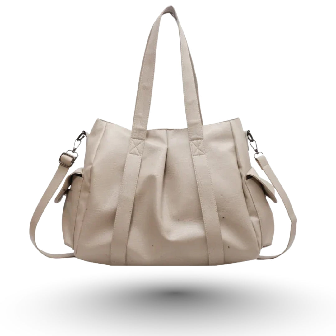 TIPHANY – Sac à main de cours ample en cuir souple beige, spacieux et raffiné