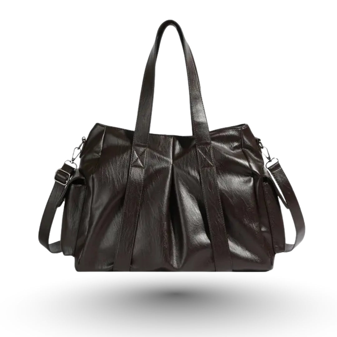 TIPHANY – Sac à main de cours ample en cuir souple café, spacieux et raffiné.